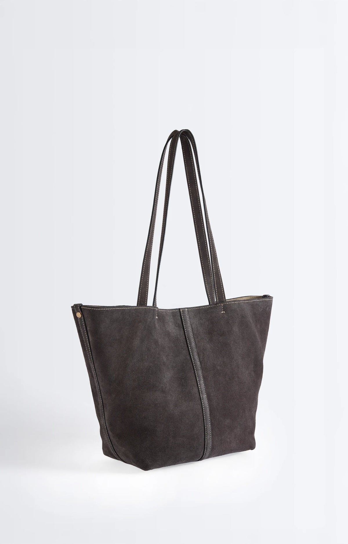 Vanessa Bruno Small Cabas Leather Daily Tote Pewter