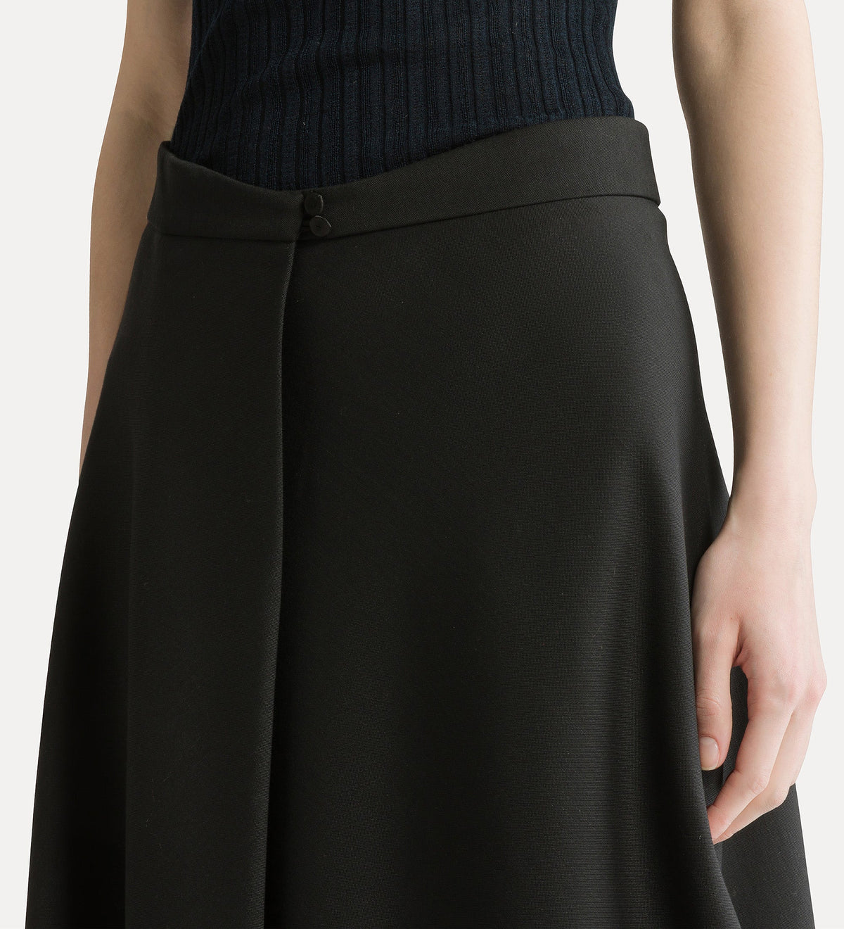 forte forte grain de poudre flared skirt nero