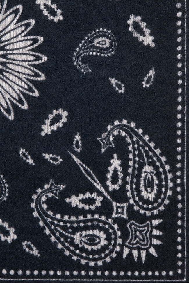 Purschon Bandana Maxi Scarf Paisley Bloom Black-Natural 92 x 92 cm