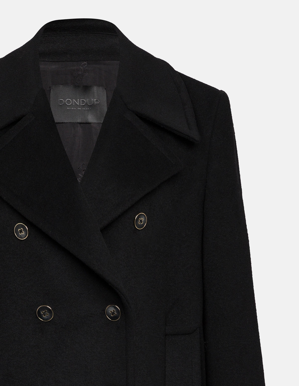 Dondup Double-Breasted Regular-Fit Peacoat Black
