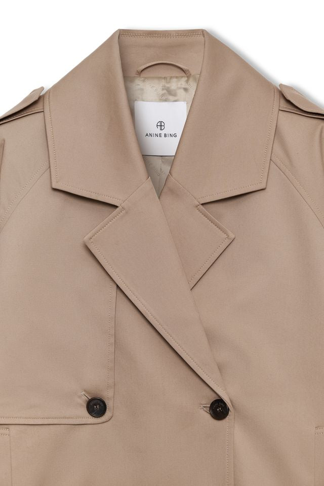 Anine Bing Rickie Cropped Trench Beige