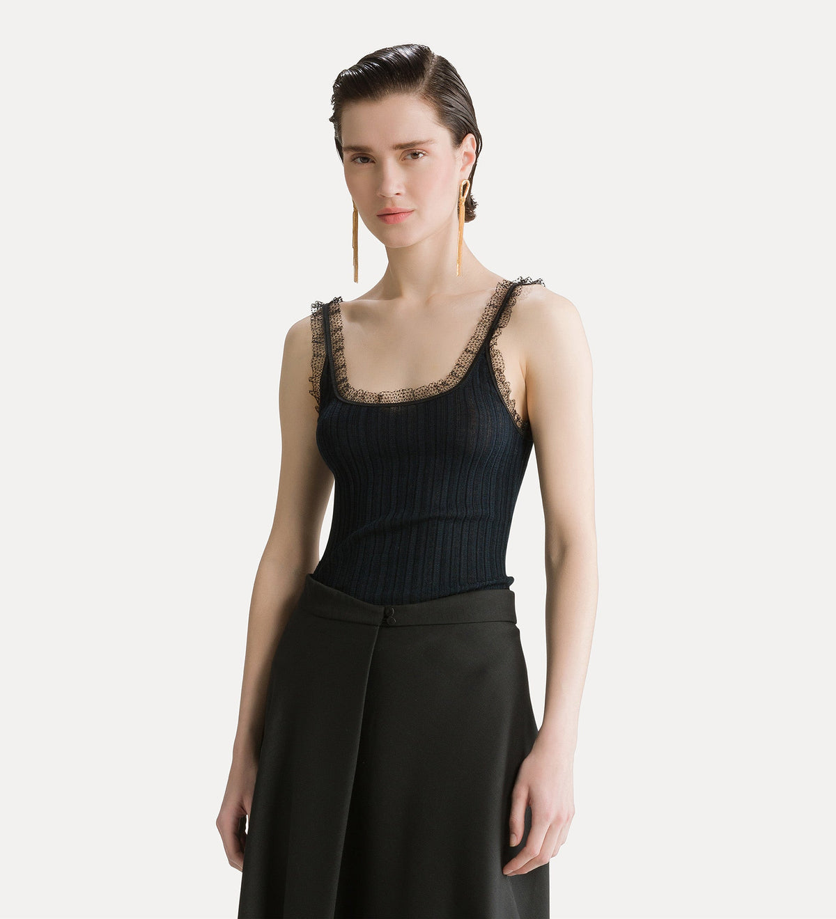 forte forte chic viscose and wool vest top notte