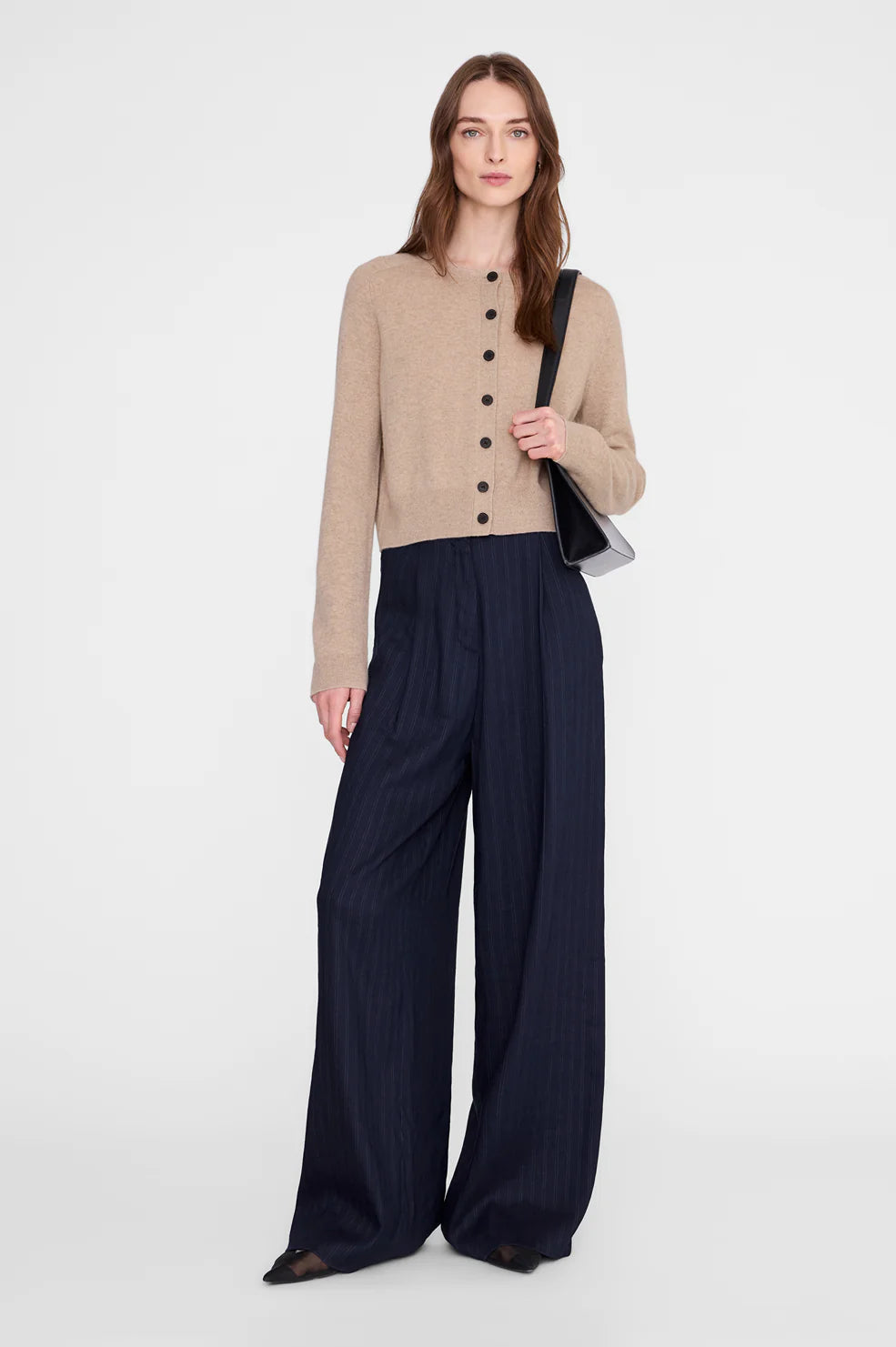 Anine Bing Joye Cashmere Cardigan Taupe