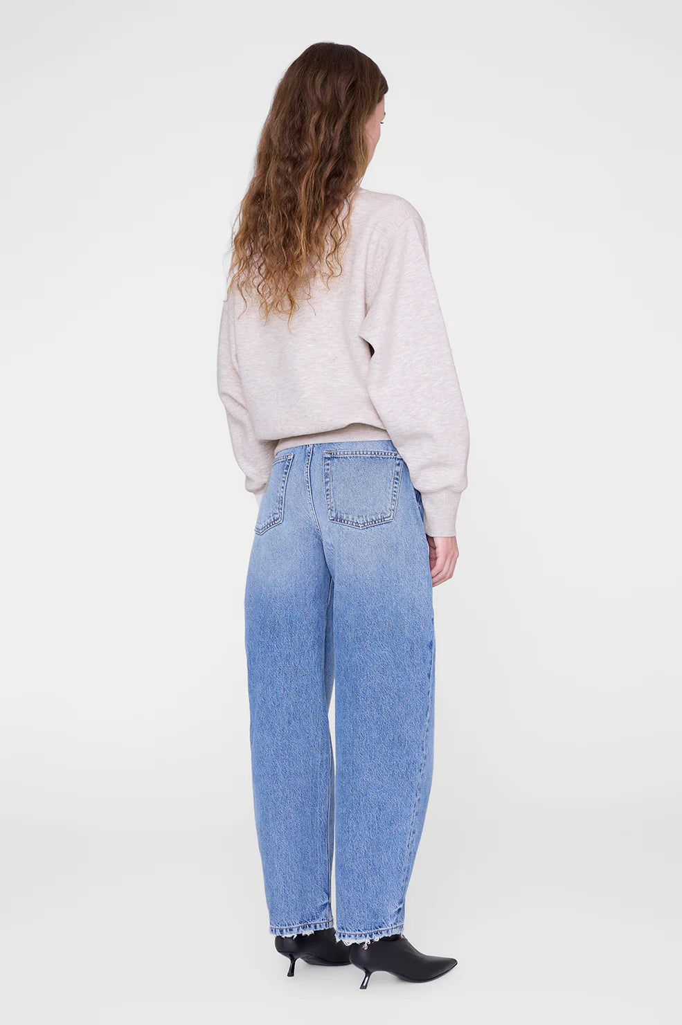 Anine Bing Harry Shrunken Sweatshirt LA Oatmeal Melange