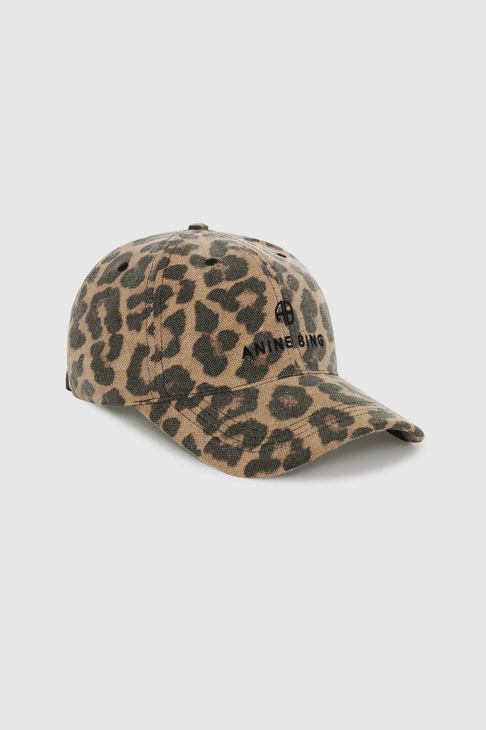 Anine Bing Jeremy Baseball Cap Black and Brown Leopard