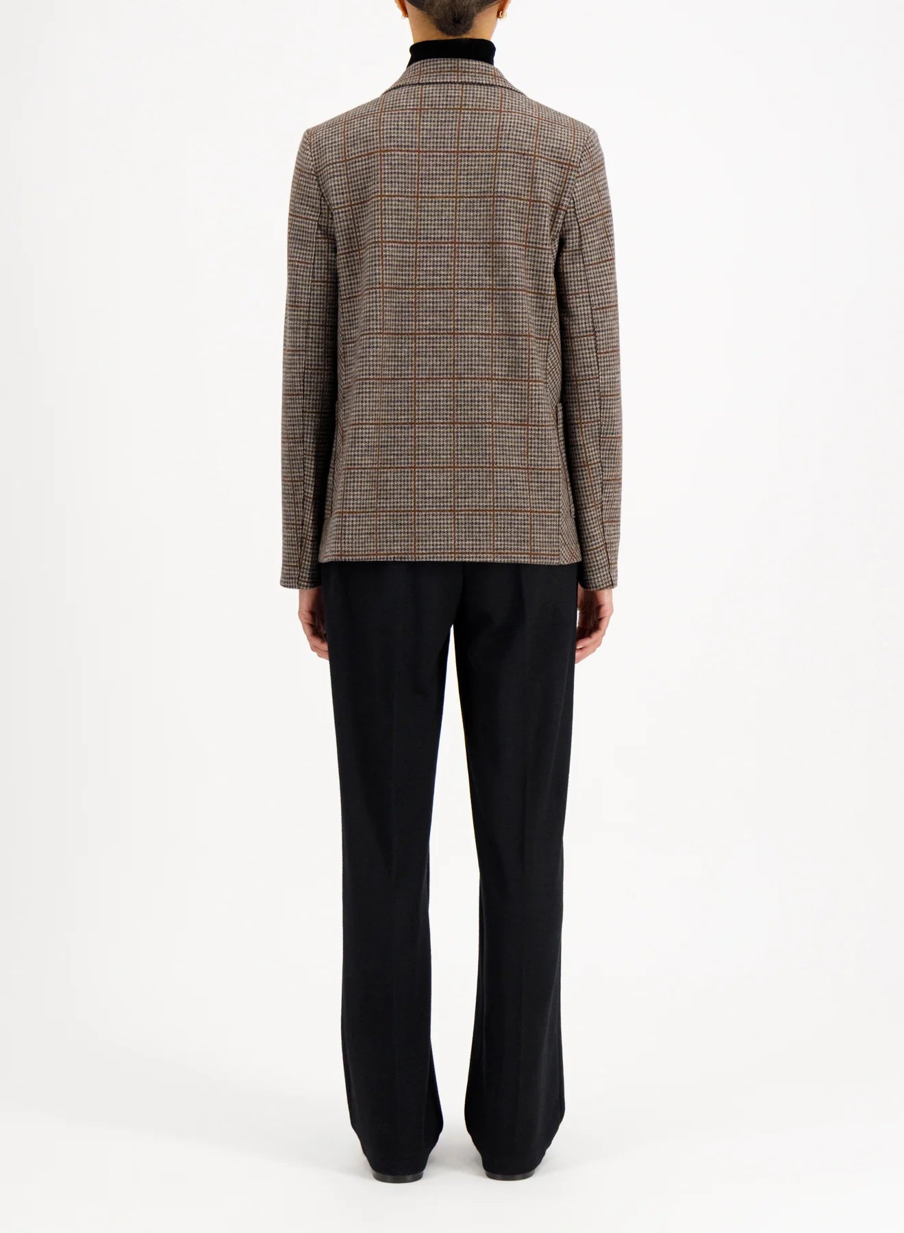 Harris Wharf Stand Up Collar Blazer Loro Piana Fabric Taupe & Rust