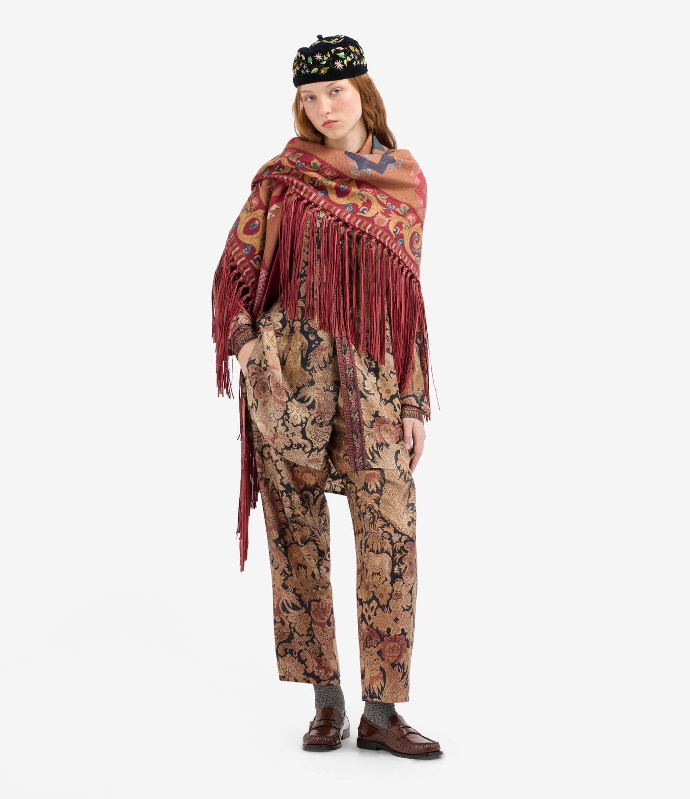 Pierre-Louis Mascia ALOE Trousers Silk Ricamo Di Alloro