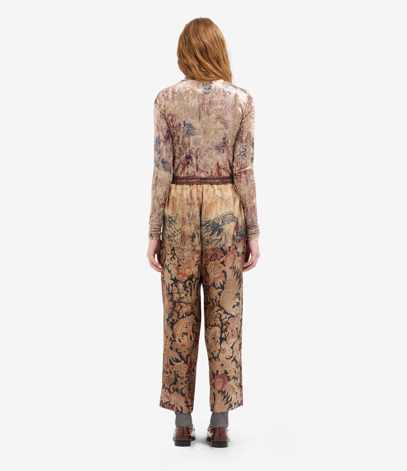 Pierre-Louis Mascia ALOE Trousers Silk Ricamo Di Alloro
