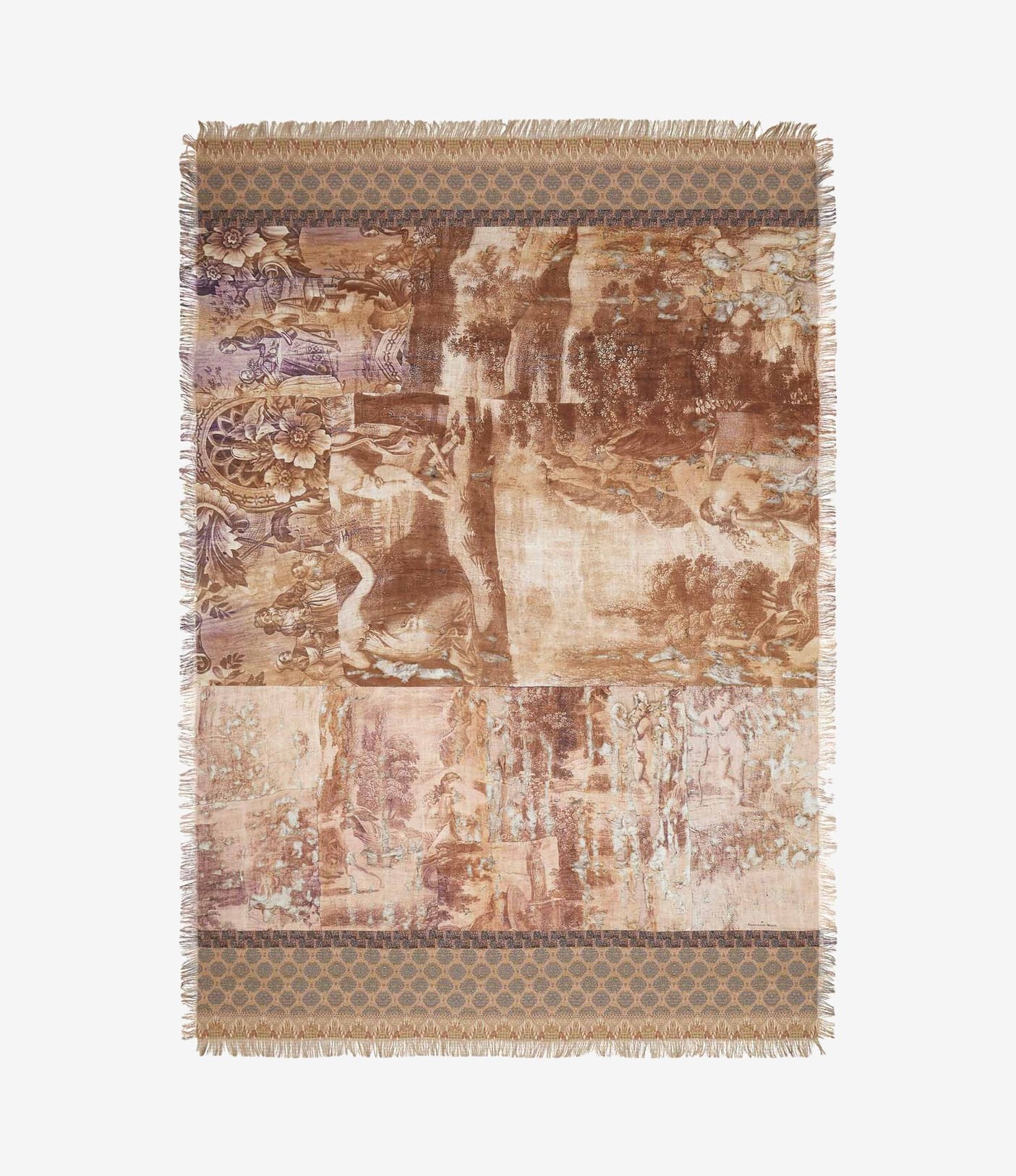 Pierre-Louis Mascia Silk Shawl Scarf Litografia Terracotta