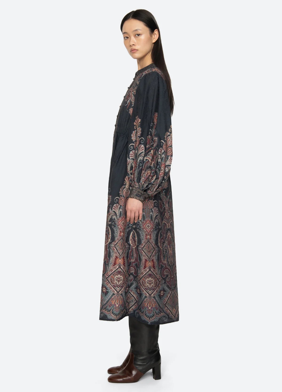 Sea New York Hyacinth Print L/SLV Midi Dress