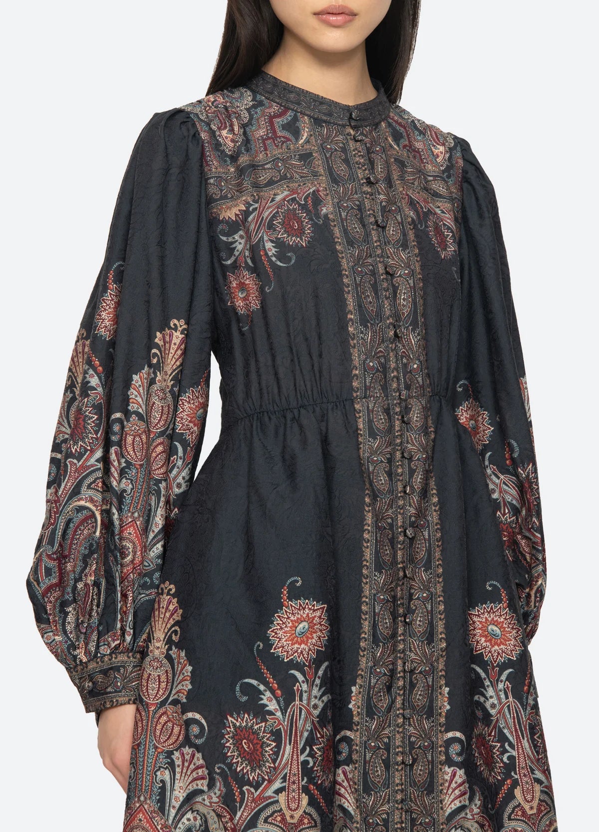 Sea New York Hyacinth Print L/SLV Midi Dress