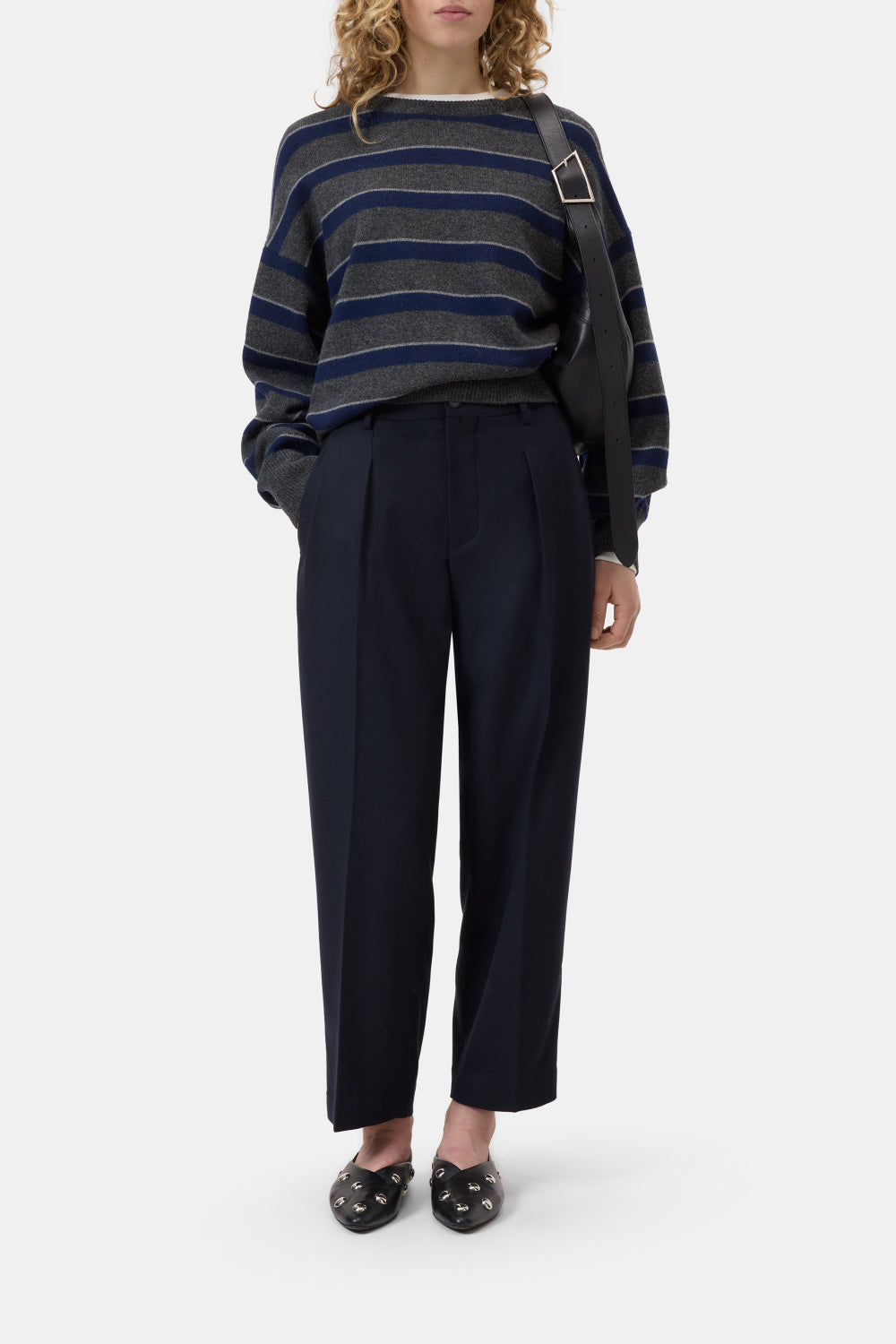 CLOSED RUTHY RELAXED PANTS STRETCH FLANNEL DARK NIGHT