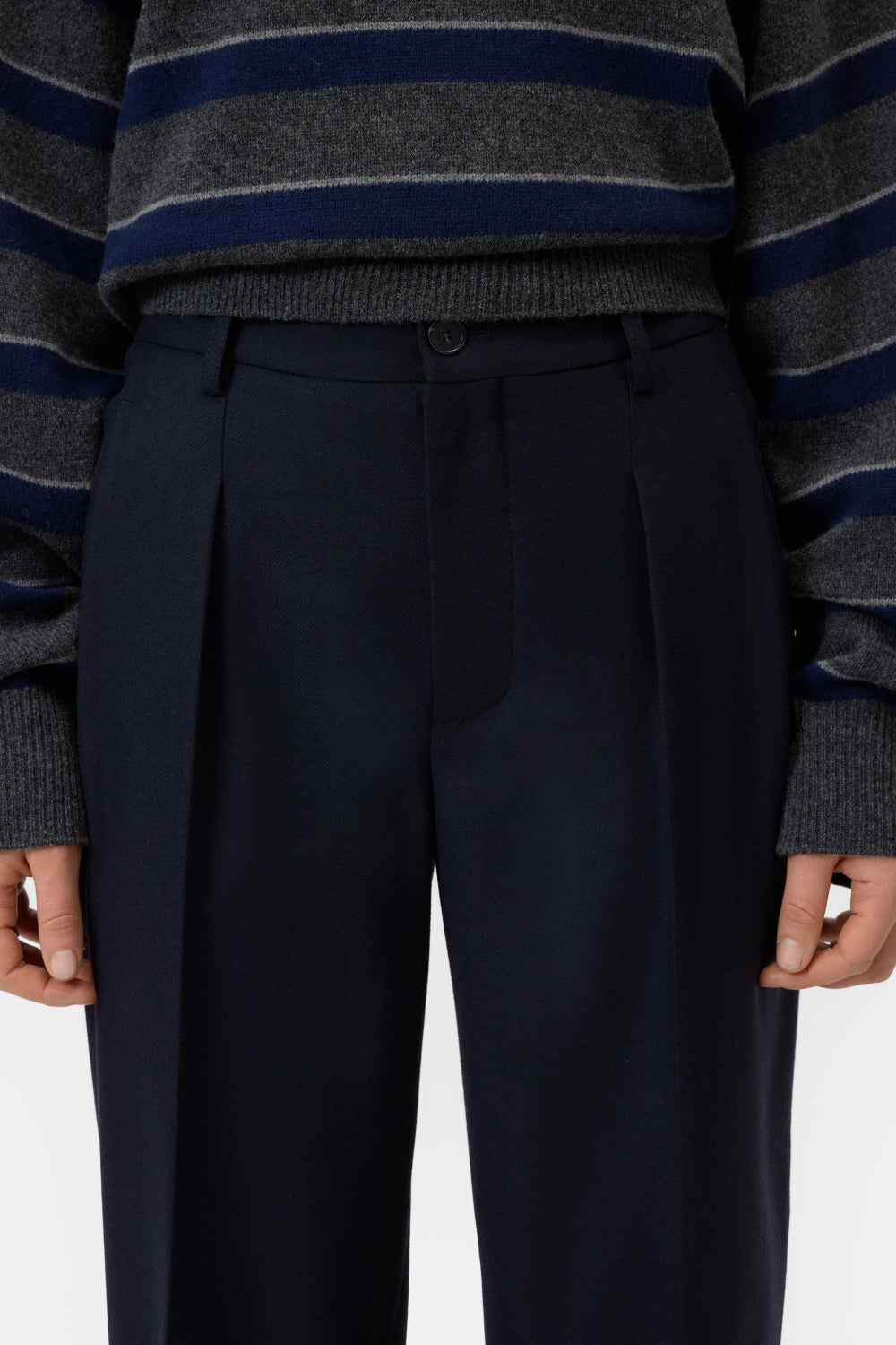 CLOSED RUTHY RELAXED PANTS STRETCH FLANNEL DARK NIGHT