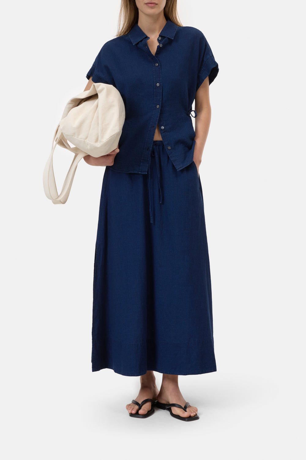 CLOSED GATHERED SKIRT DARK BLUE