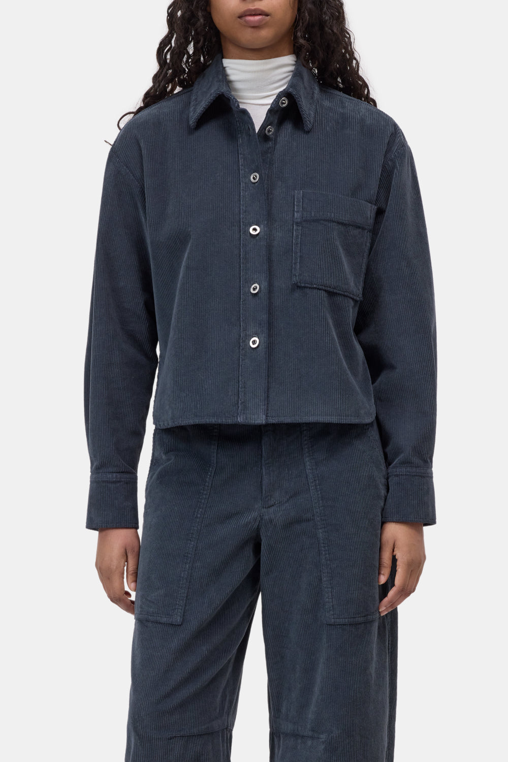 CLOSED CROPPED OVERSIZED SHIRT CORDUROY STORM BLUE