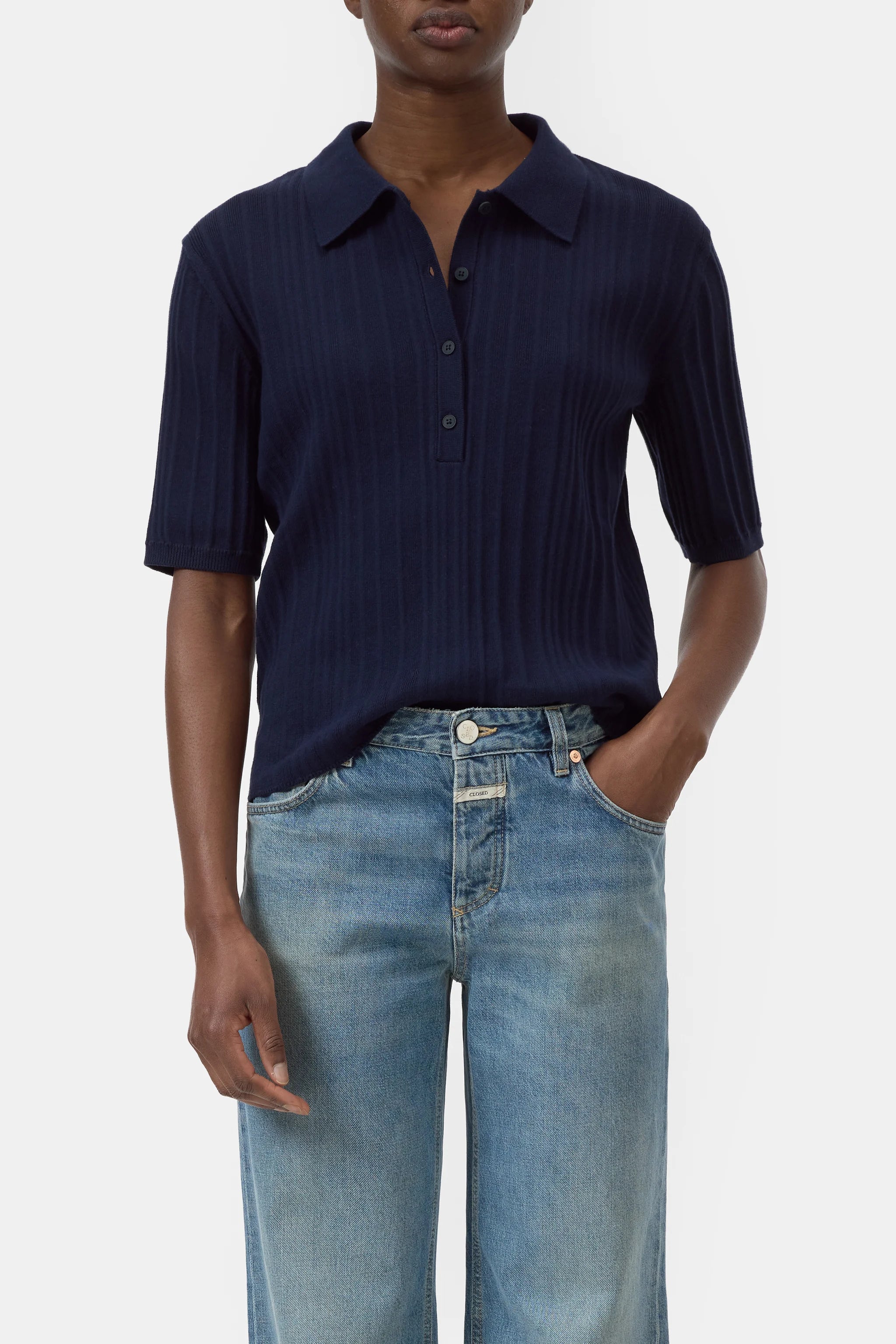 CLOSED SHORT SLEEVE POLO NAVY
