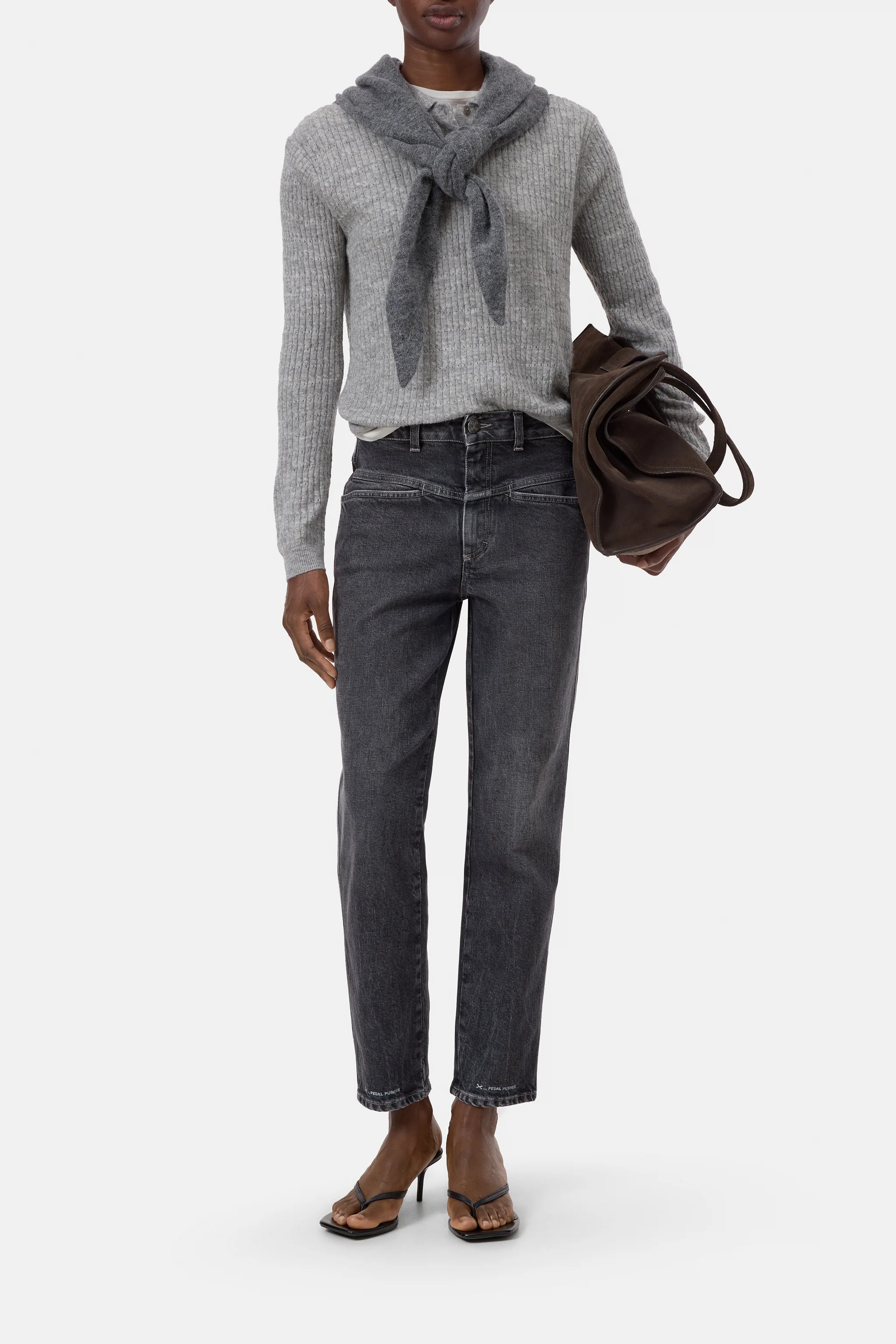 CLOSED POLO LONGSLEEVE LIGHT GREY MELANGE