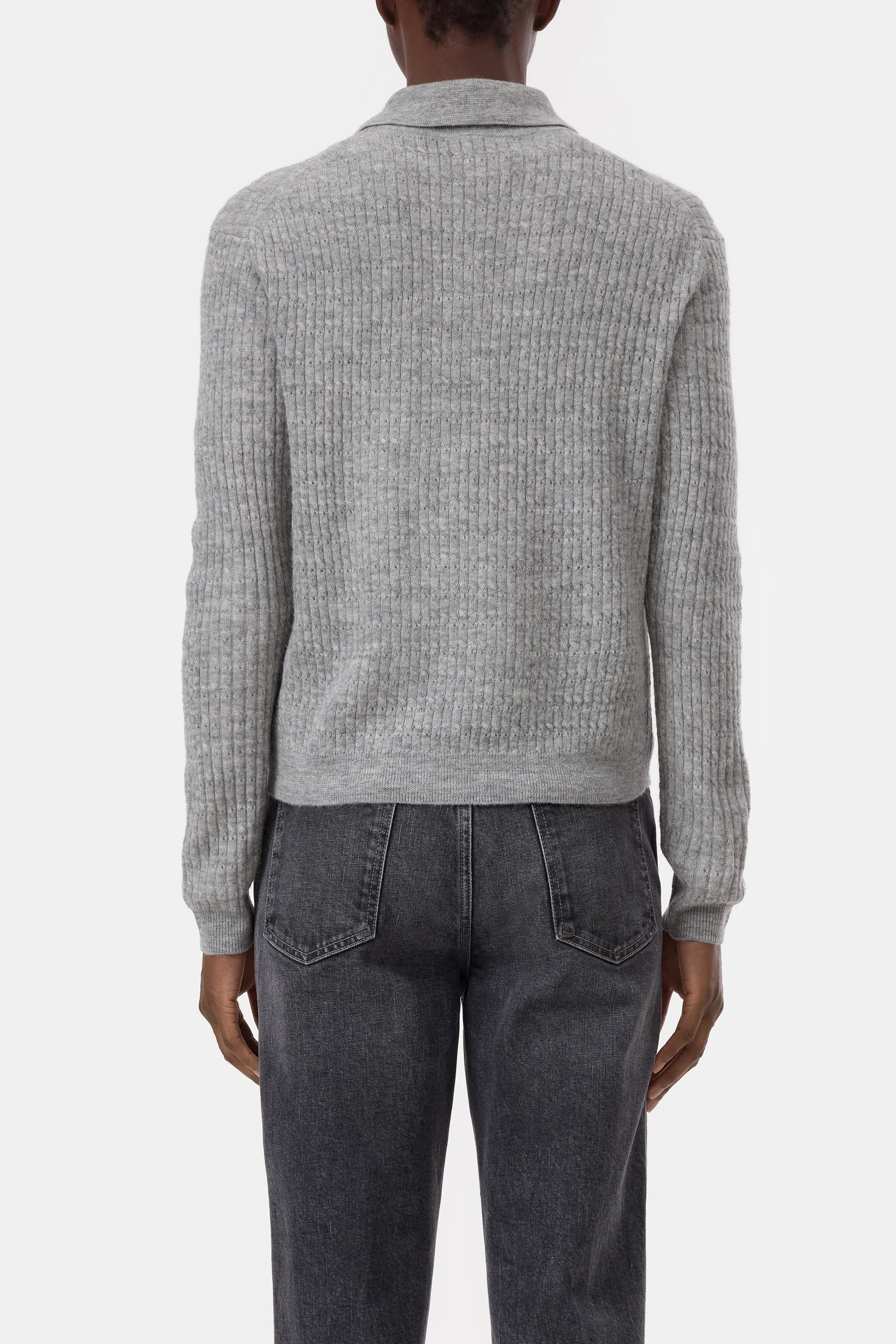 CLOSED POLO LONGSLEEVE LIGHT GREY MELANGE