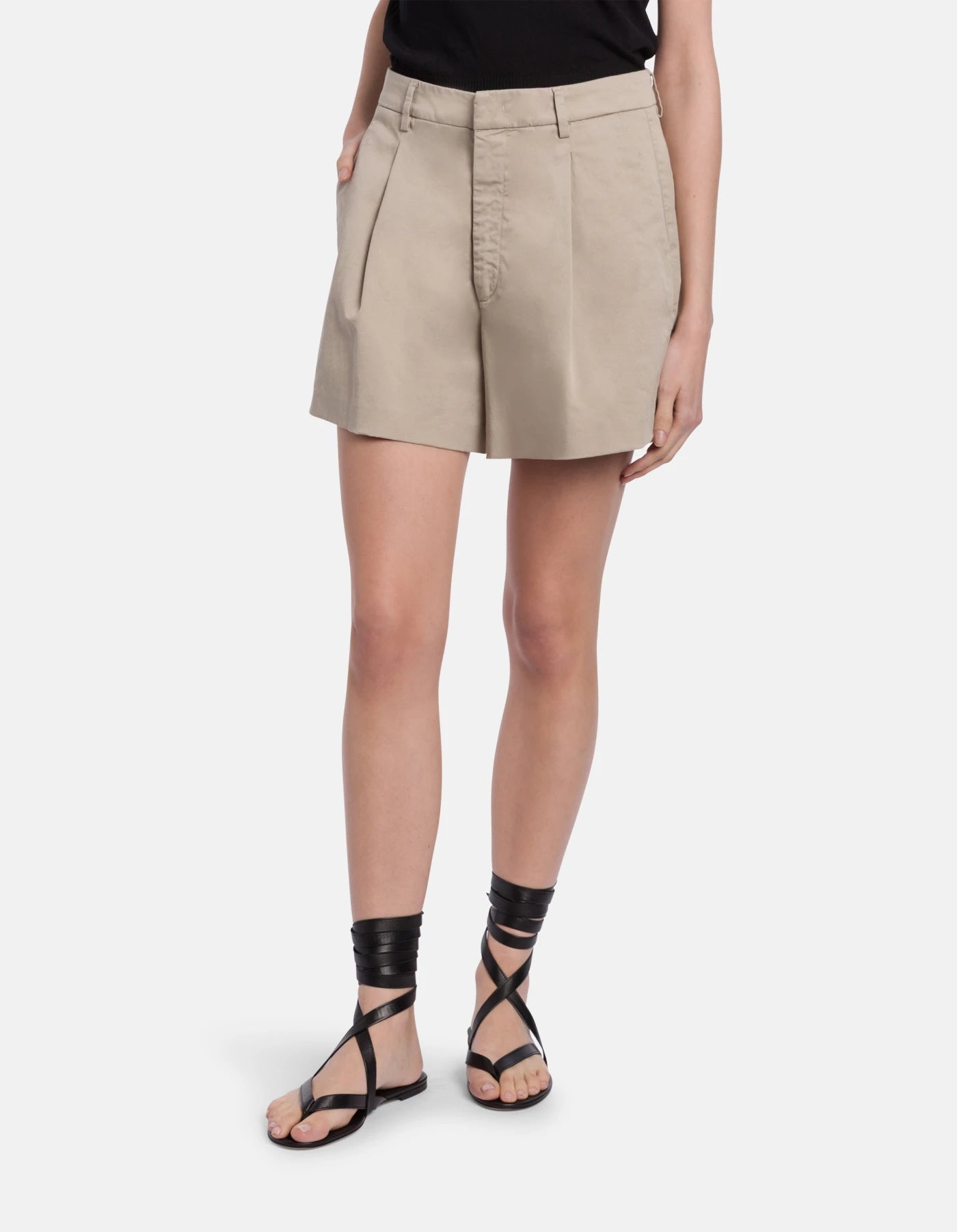 Dondup Lori Loose-Fit Shorts Cotton Garbardine Sand