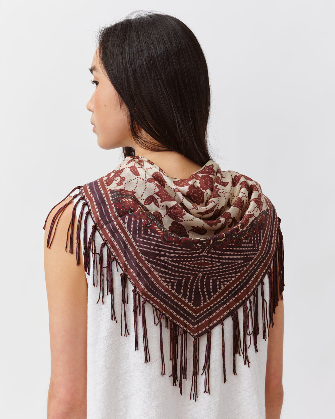 Diega Silk Scarf Marine Ecru Prune