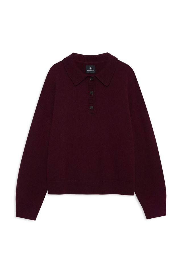 Anine Bing Lee Polo Sweater Cashmere Fig