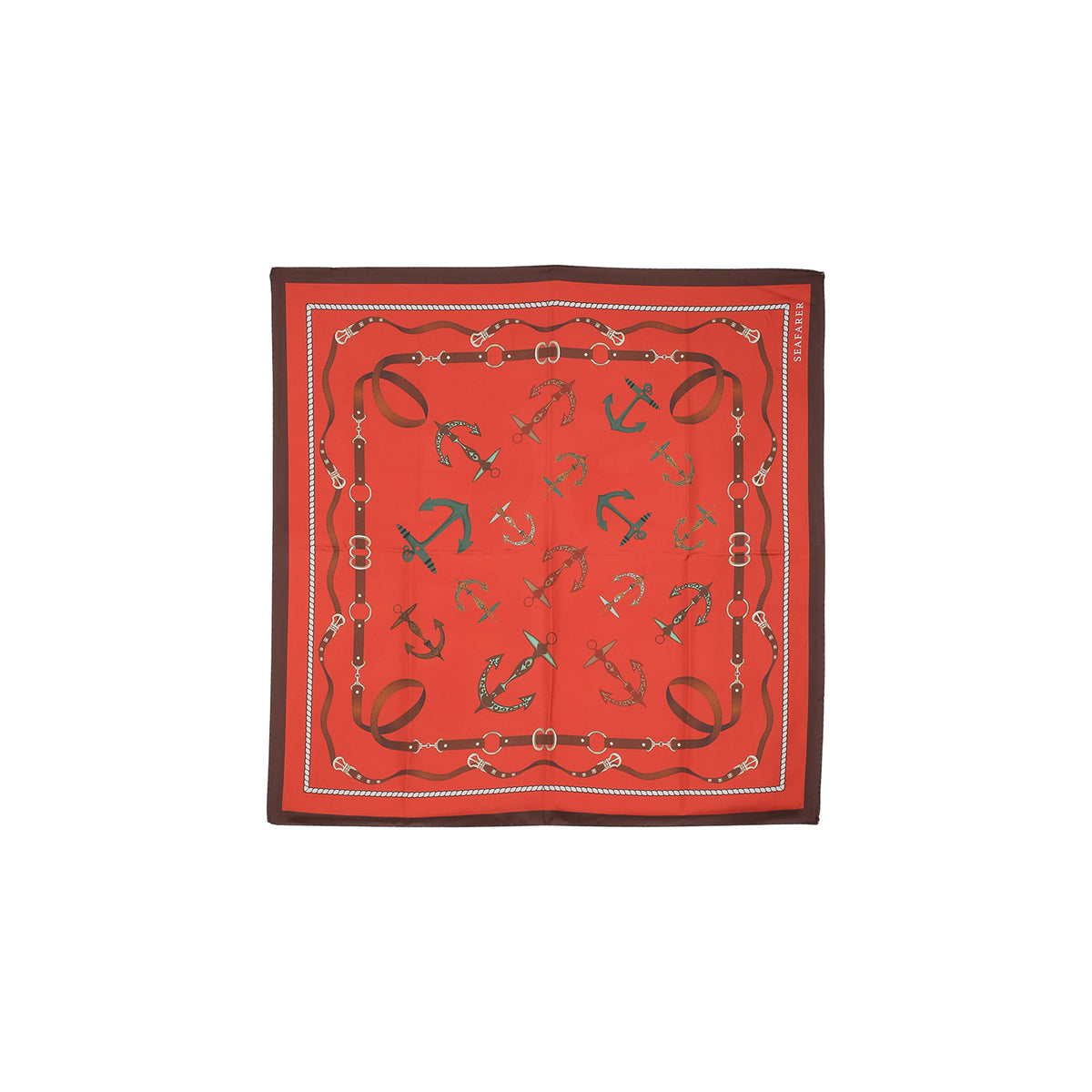Seafarer Silk Scarf Warm Red