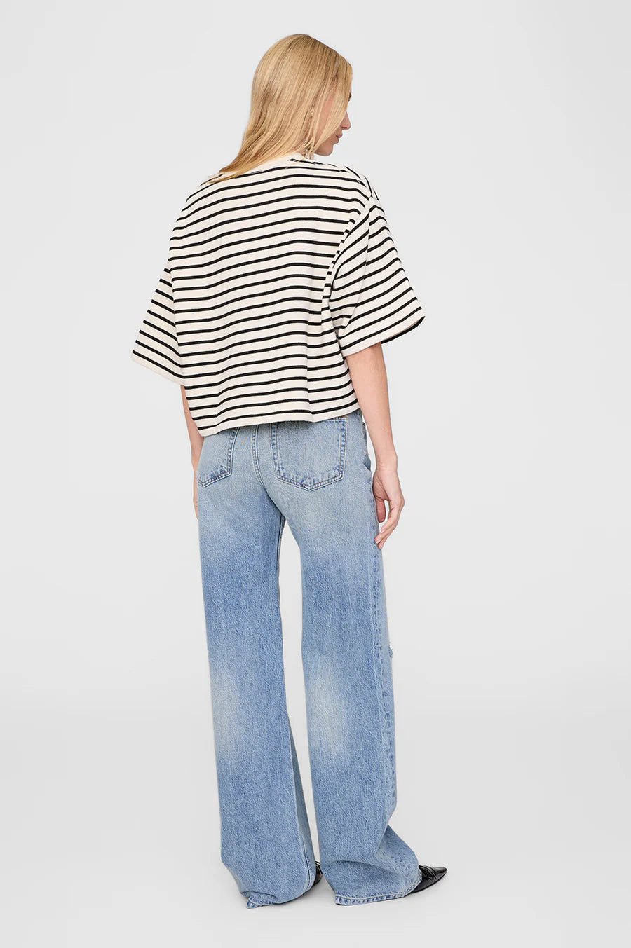 Anine Bing Myers Cropped Tee Black Stripe - Den Lille Ida - Anine Bing