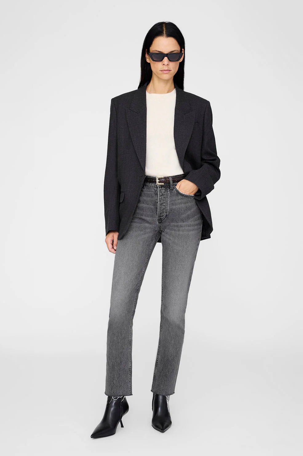 Anine Bing Nicola Belt Dark Brown Embossed - Den Lille Ida - Anine Bing