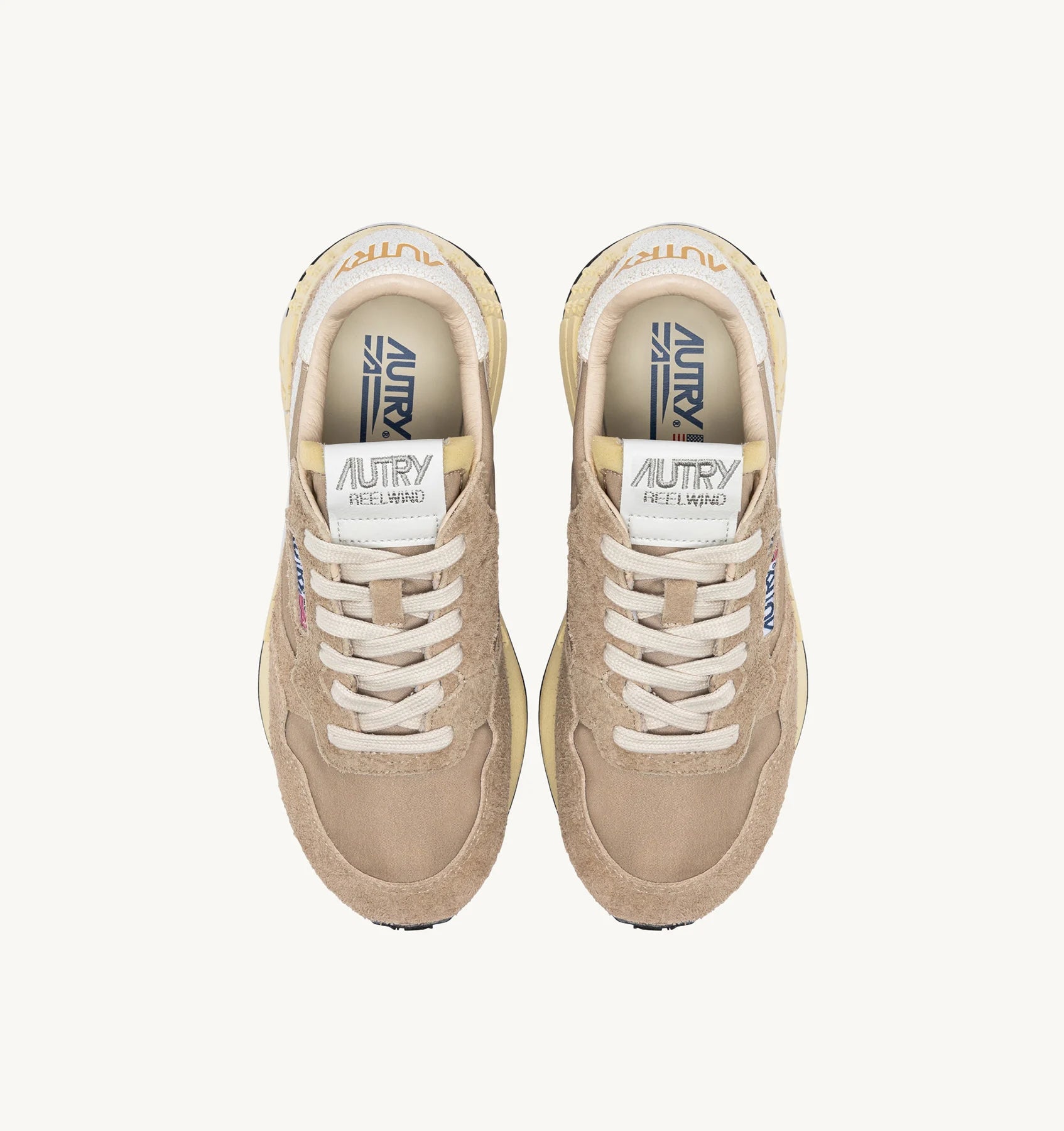 Aytry Reelwind Low Sneakers in Pepper and White Cracked Leather and Nylon - Den Lille Ida - Autry