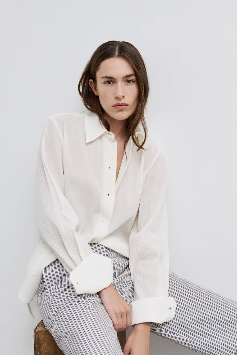 Britt Sisseck Cecilie Shirt Crinkled Cotton Jetstream - Den Lille Ida - Britt Sisseck