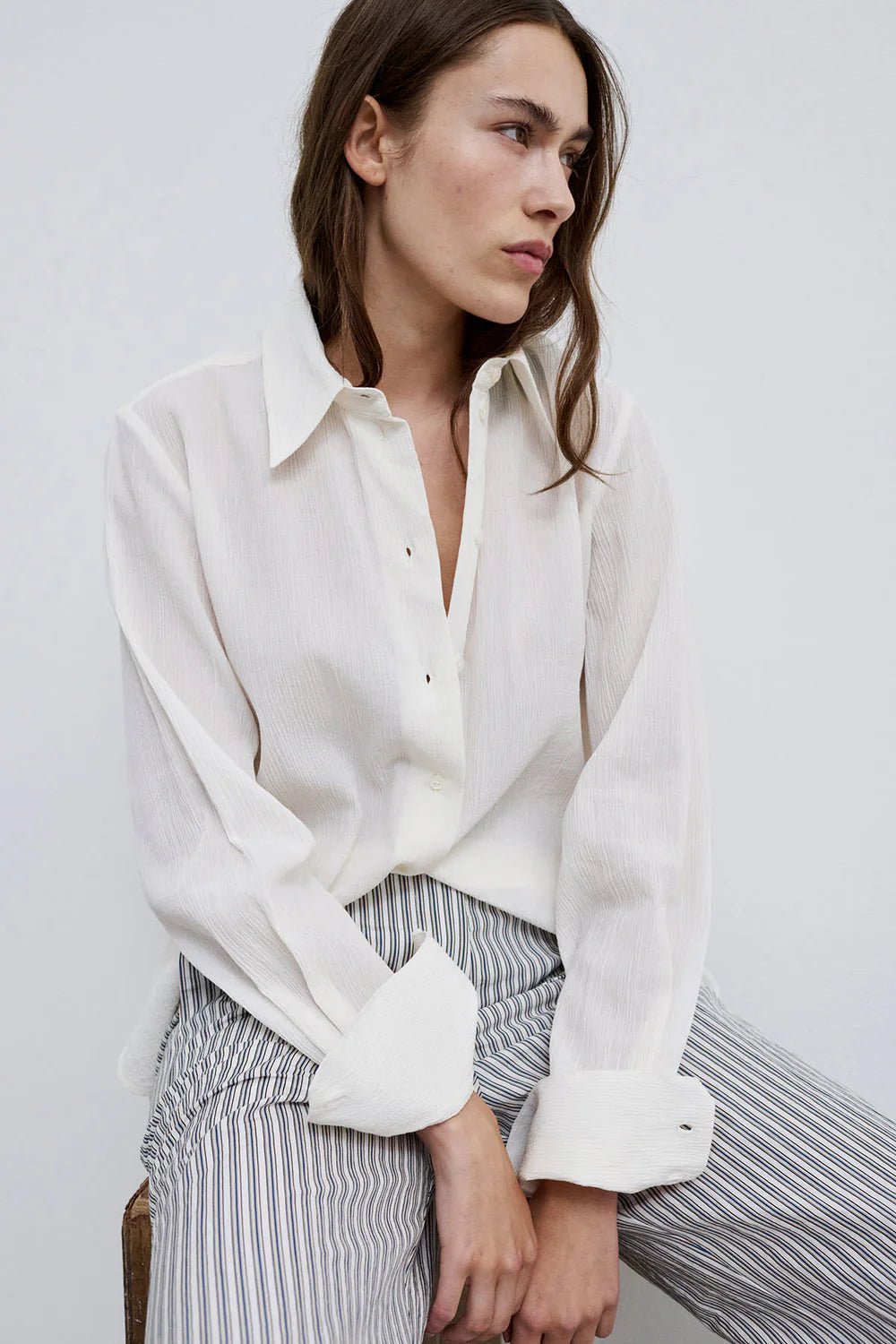 Britt Sisseck Cecilie Shirt Crinkled Cotton Jetstream - Den Lille Ida - Britt Sisseck