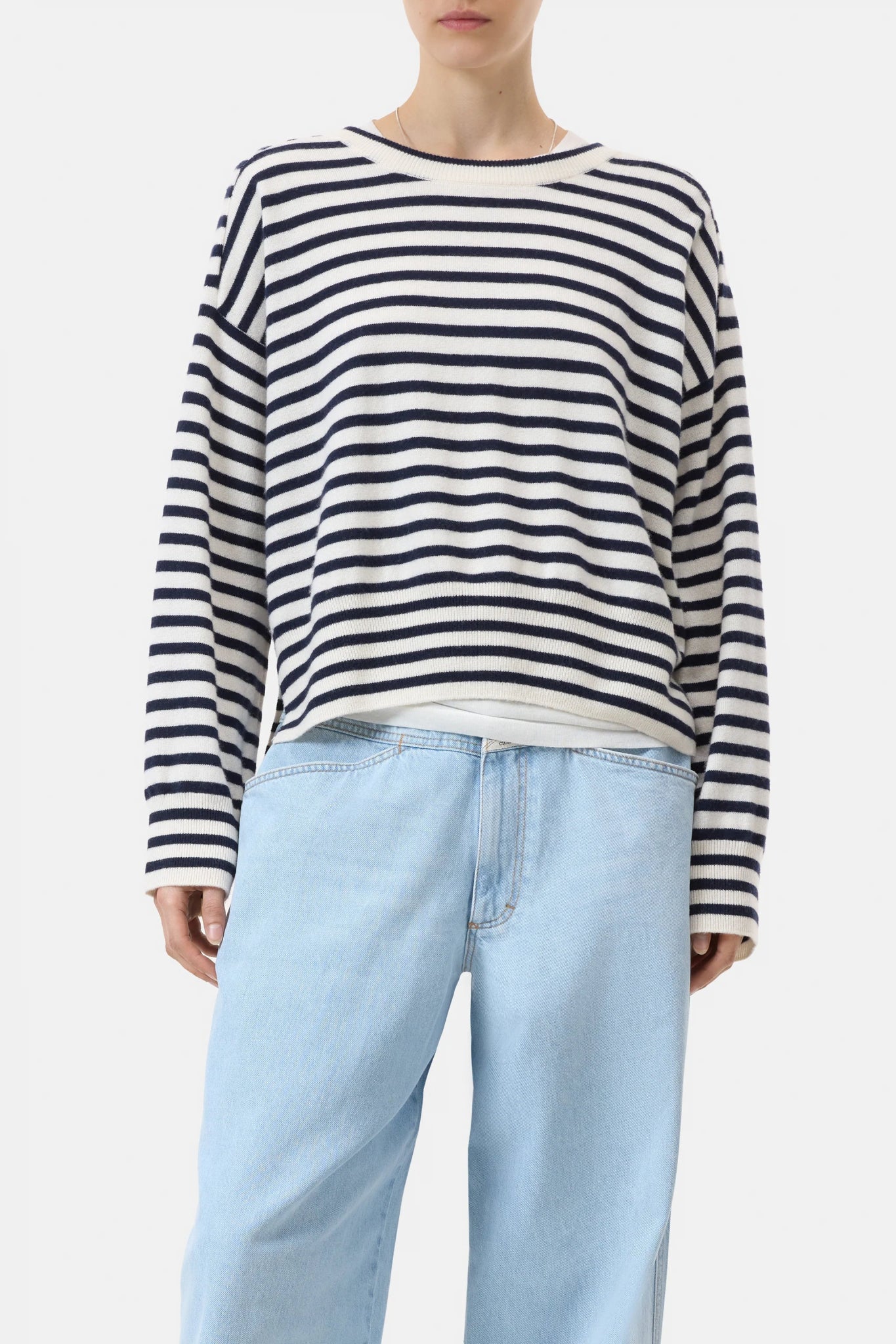 CLOSED CASHMERE STRIPED CREW NECK IVORY NAVY - Den Lille Ida - Closed