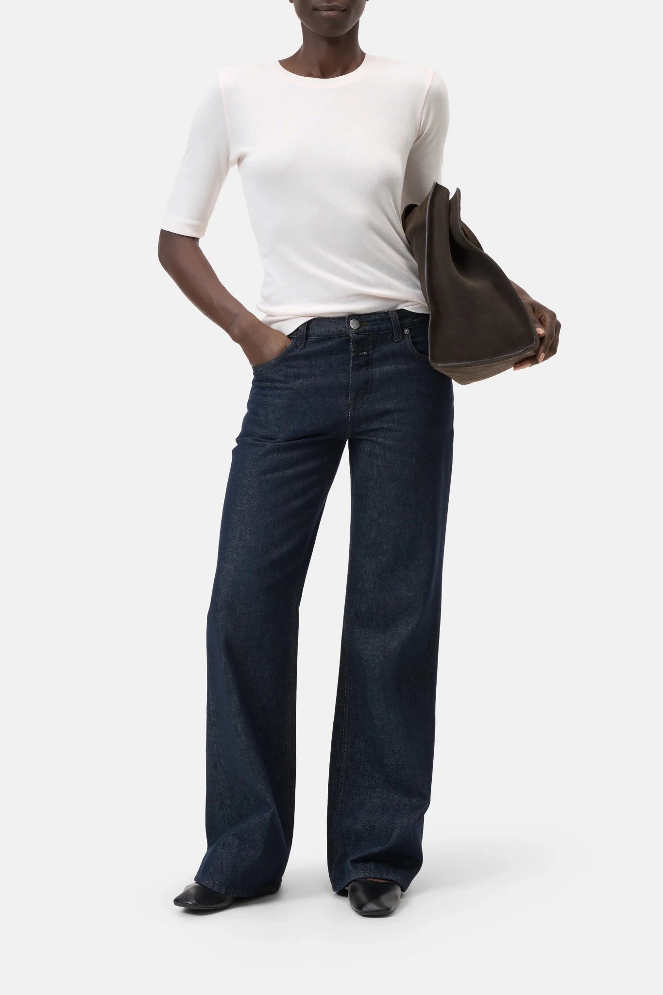 CLOSED CREWNECK SHORTSLEEVE COTON AND MODAL T - SHIRT BLUSH - Den Lille Ida - Closed
