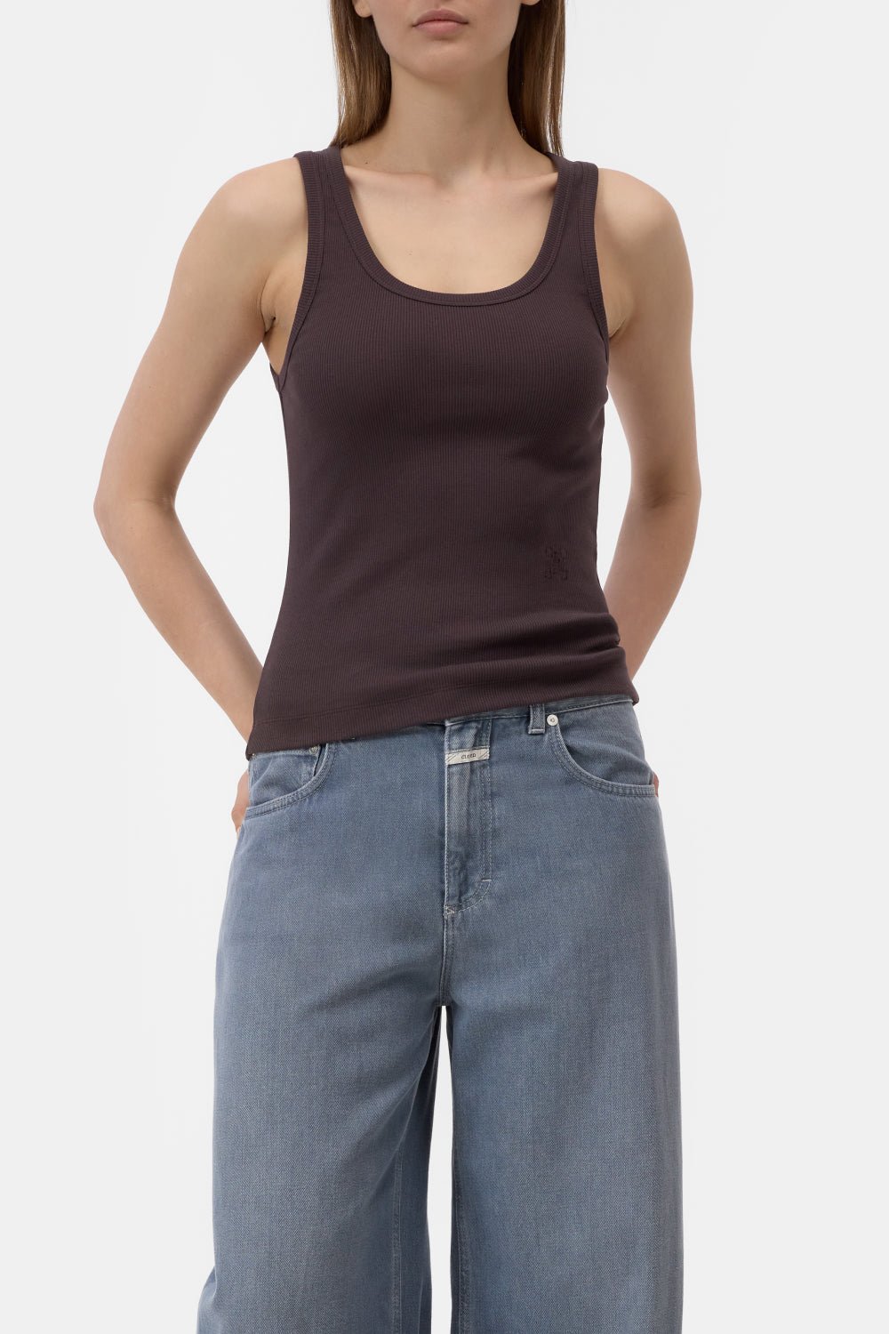 CLOSED TANK TOP COTTON RIB MAHAGONY BROWN - Den Lille Ida - Closed