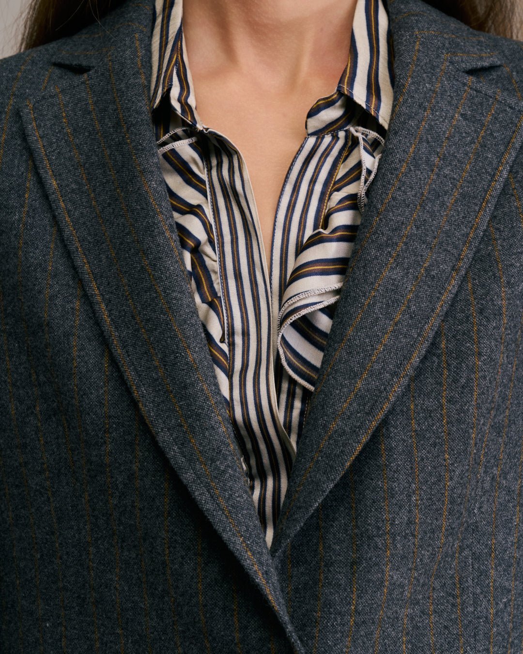 Diega Vorado Jacket Grey/Camel Pinstripe - Den Lille Ida - Diega