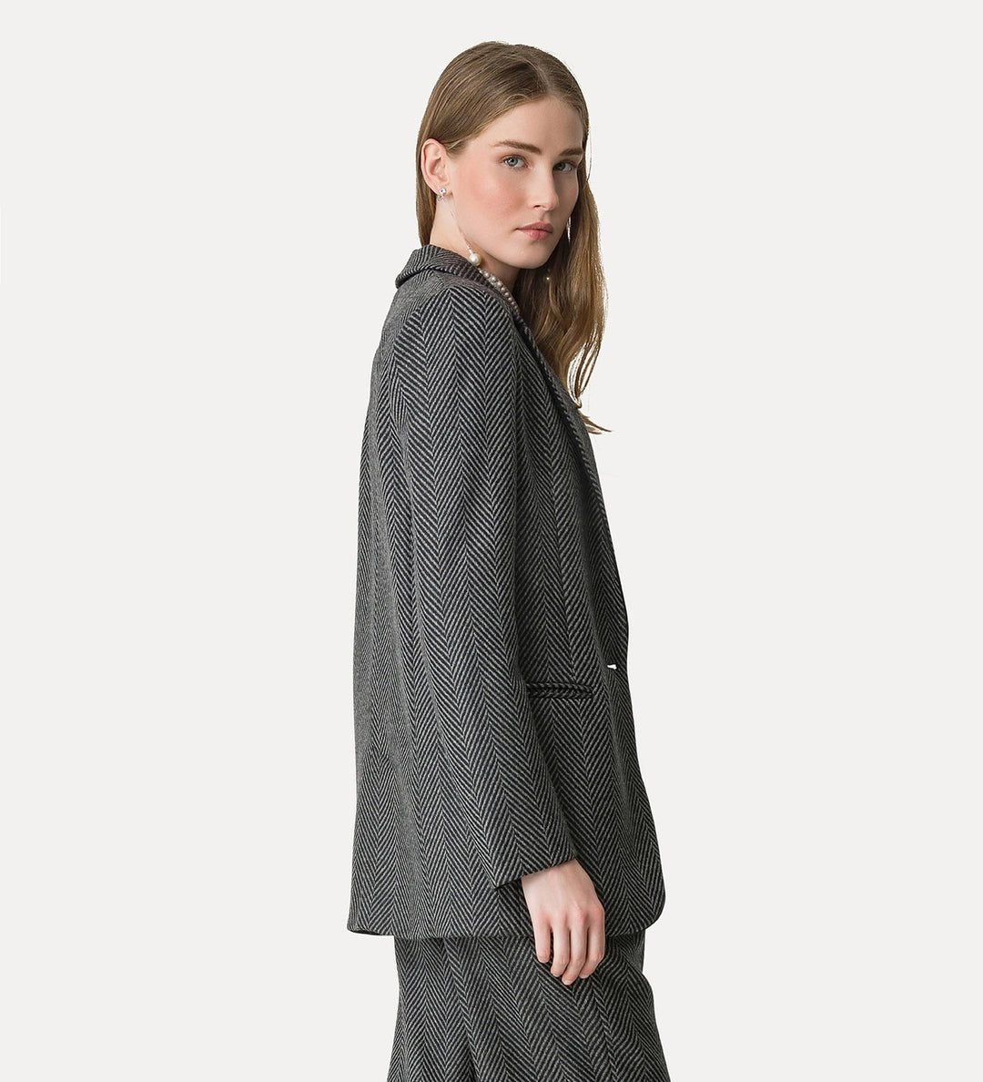 forte forte chevron wool chic jacket anthracite - Den Lille Ida - forte_forte