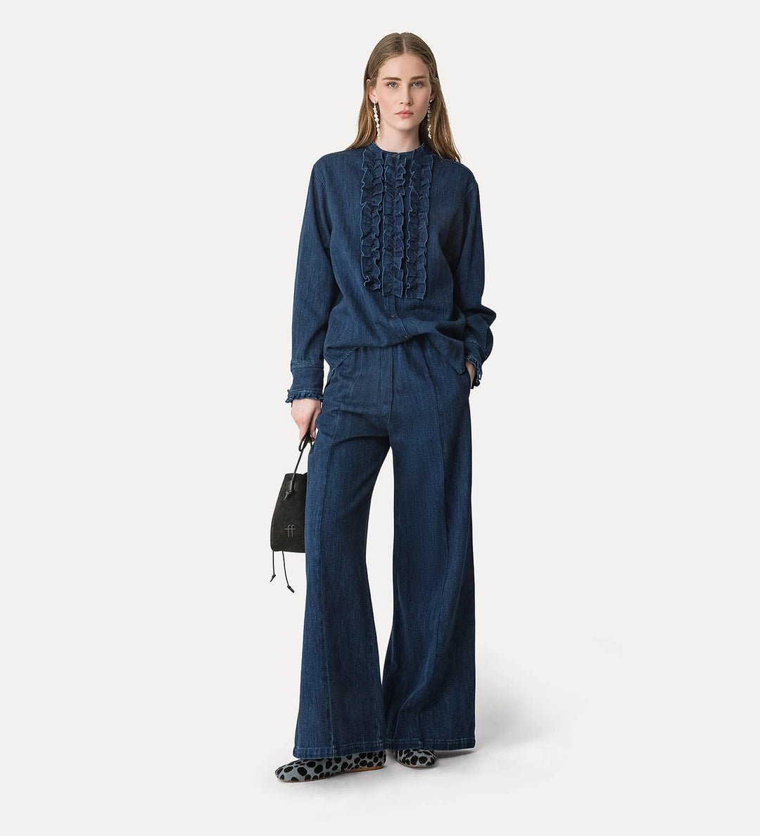 forte forte denim elasticated palazzo pants indaco - Den Lille Ida - forte