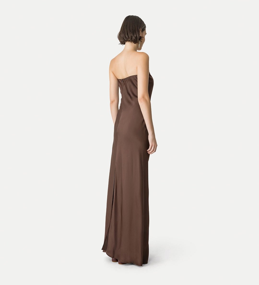 forte_forte elegant dress in envers satin chocolat - Den Lille Ida - forte_forte