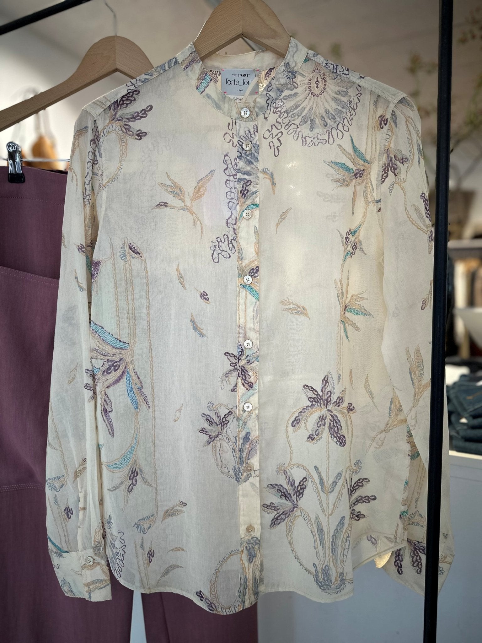 forte forte "sogni" print voile grandfather shirt - Den Lille Ida - forte_forte