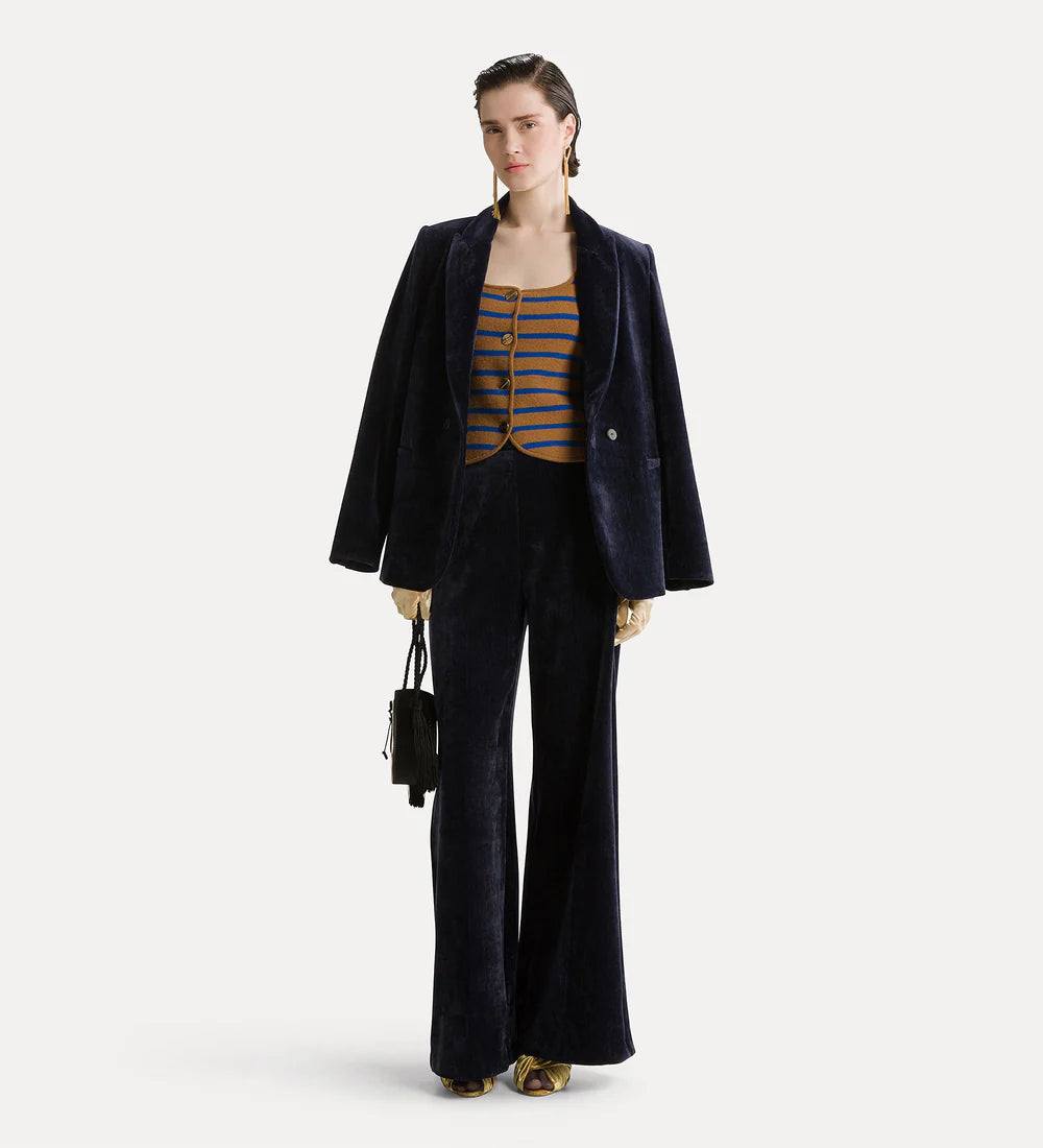 forte_forte high–waisted velvet trousers notte