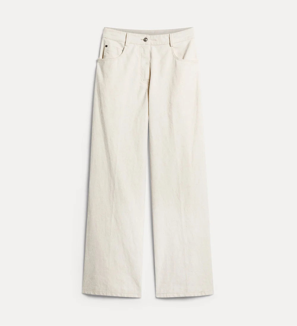 forte_forte flocked denim wide-leg jeans ivory