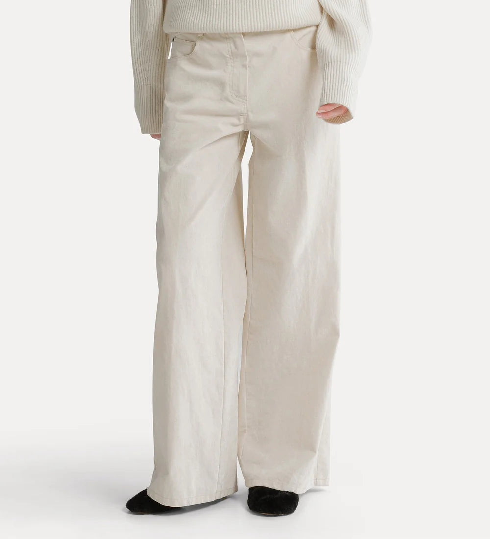 forte_forte flocked denim wide-leg jeans ivory