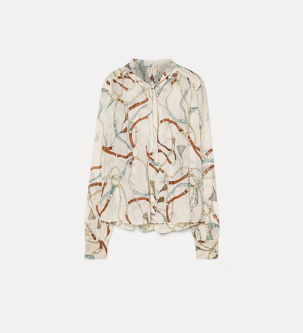 forte_forte cropped shirt with “the crown” placed print