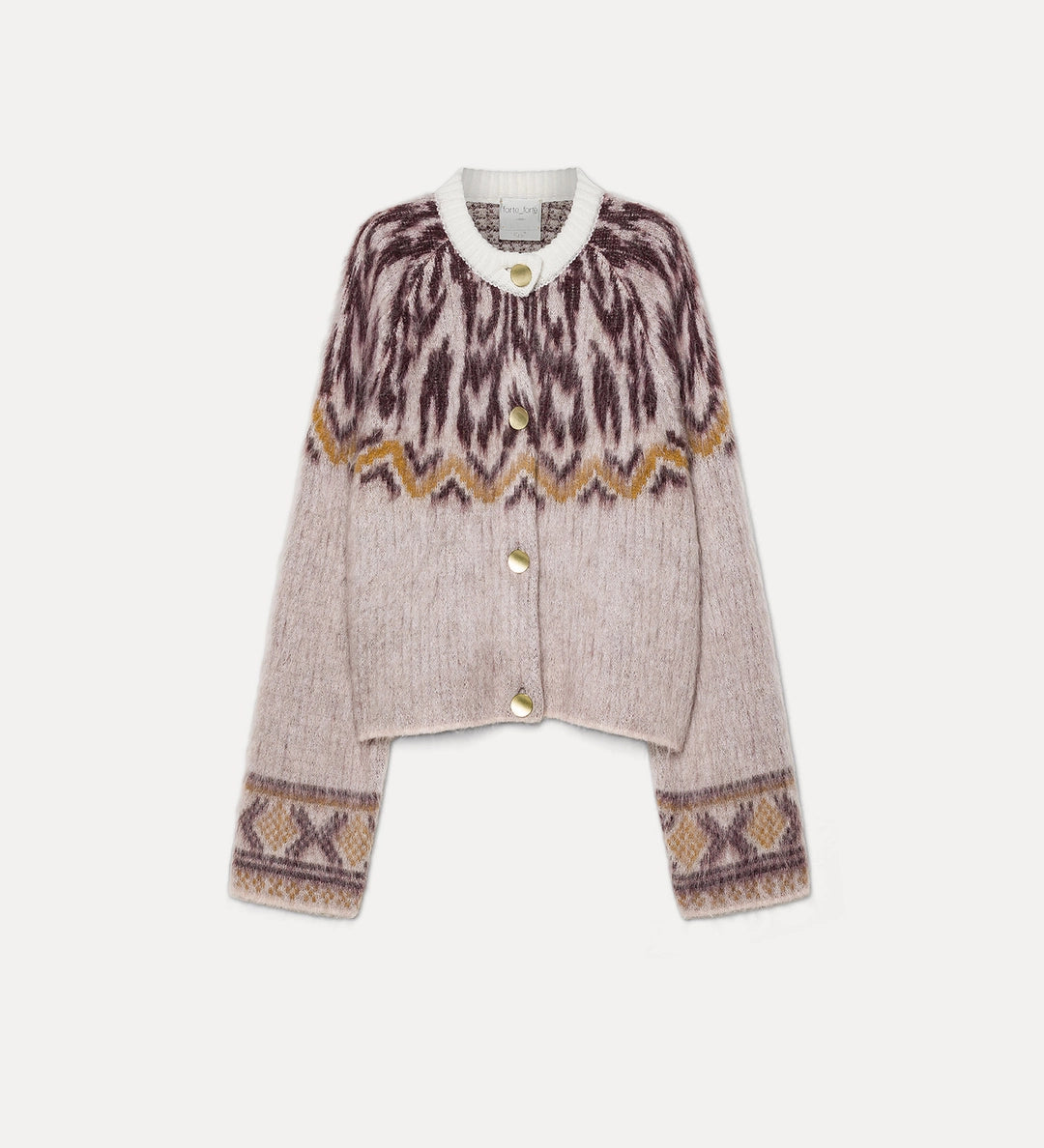 forte forte jacquard cardigan in baby alpaca wool blush