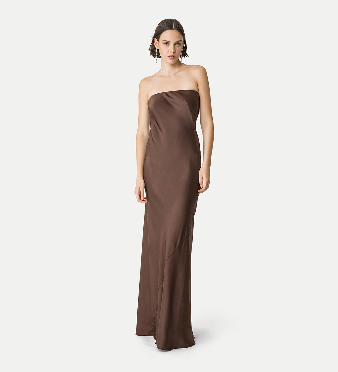 forte_forte elegant dress in envers satin chocolat