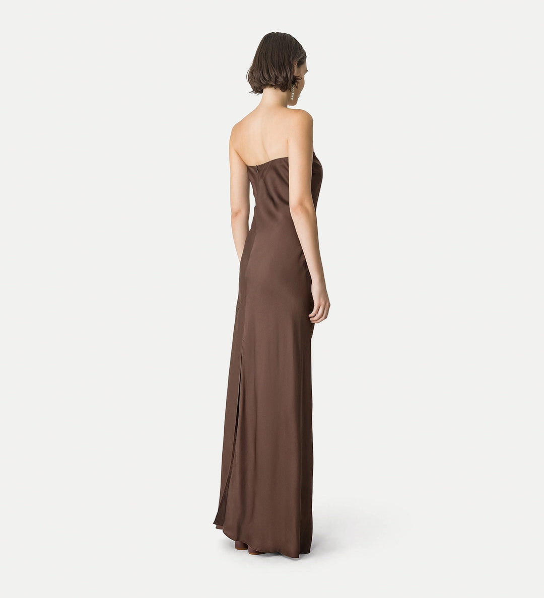 forte_forte elegant dress in envers satin chocolat