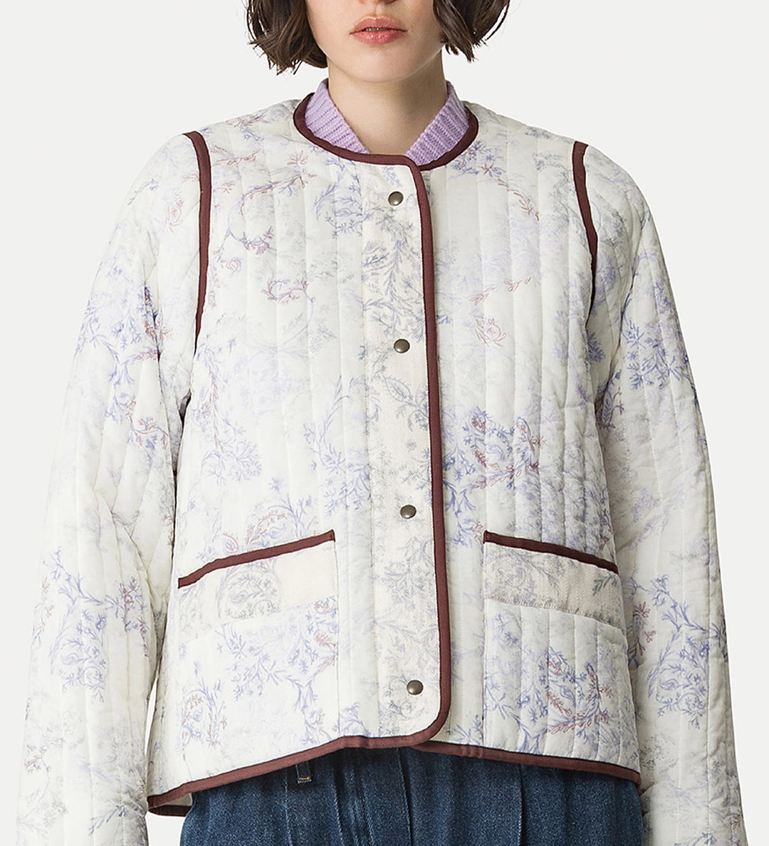 forte_forte quilted blouson “nontiscordardime” glicine