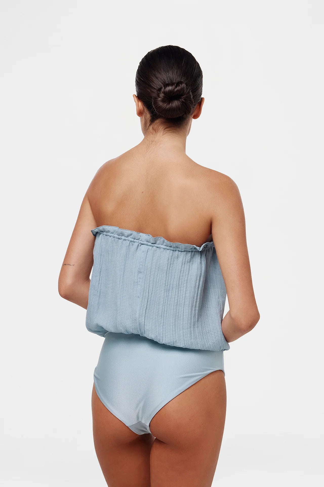 HANNE BLOCH BANDEAU SILK SWIMSUIT ICE BLUE - Den Lille Ida - HANNE BLOCH