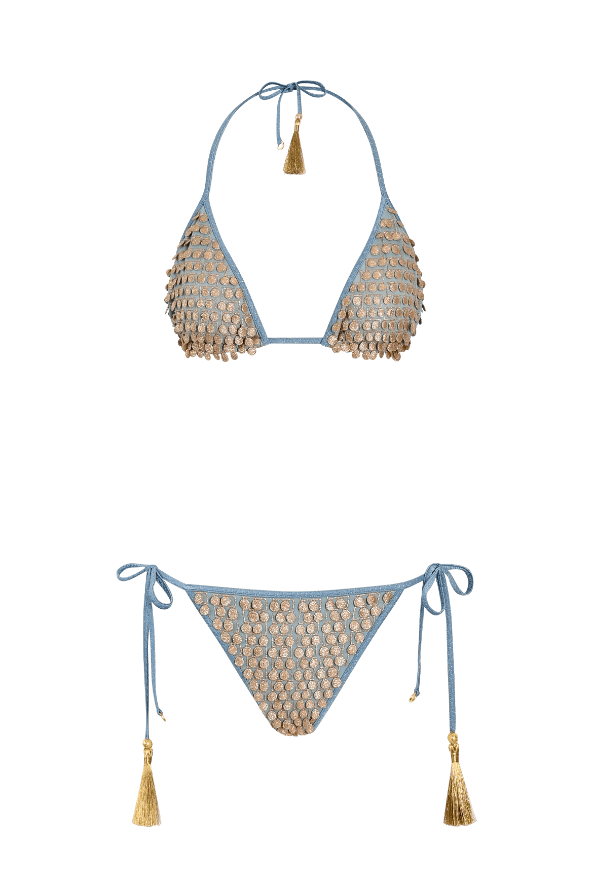 HANNE BLOCH BLÅ POM POM TREKANT BIKINI - Den Lille Ida - HANNE BLOCH