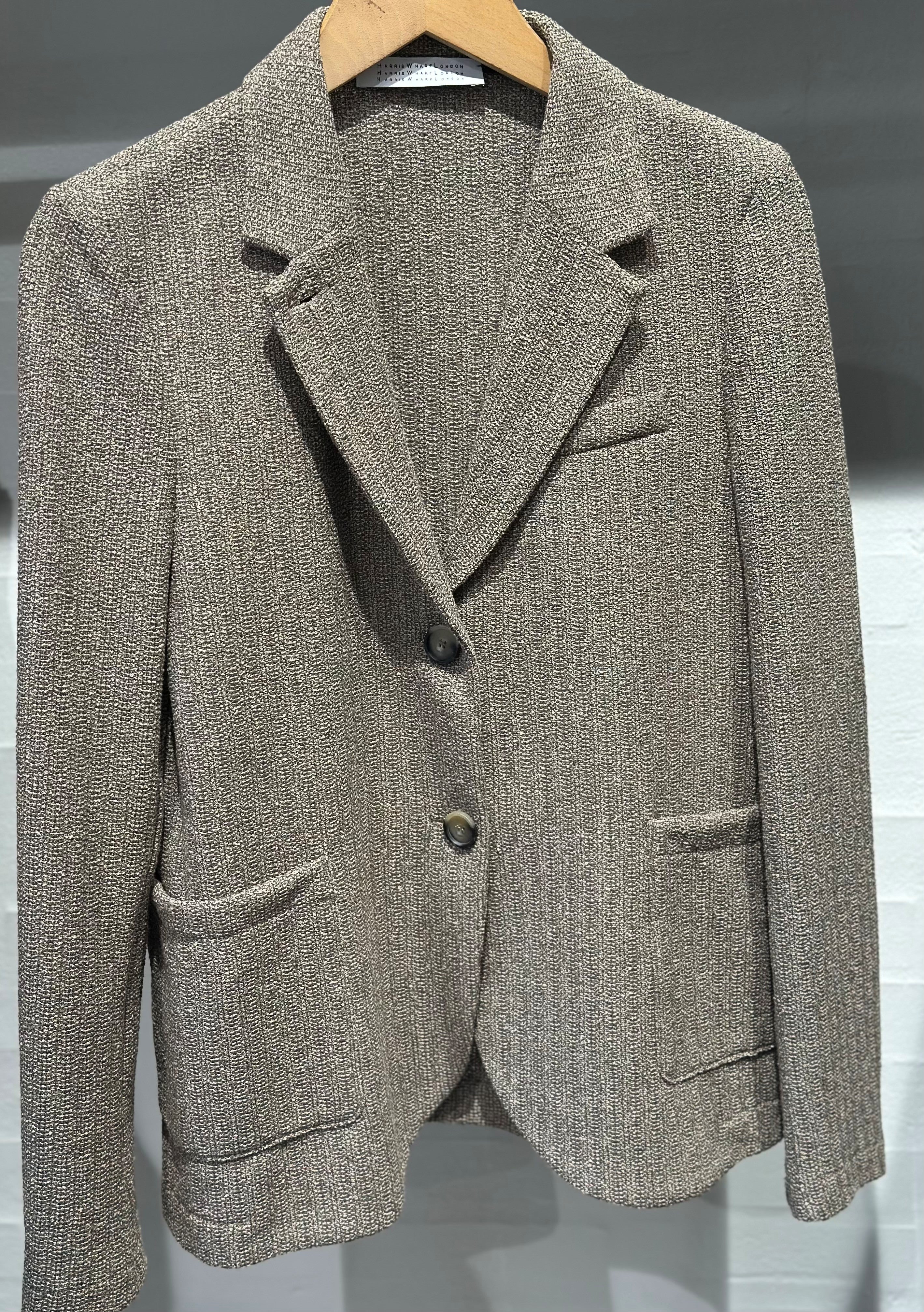 Harris Wharf Stand Up Collar Blazer Bicolour Frisé Taupe